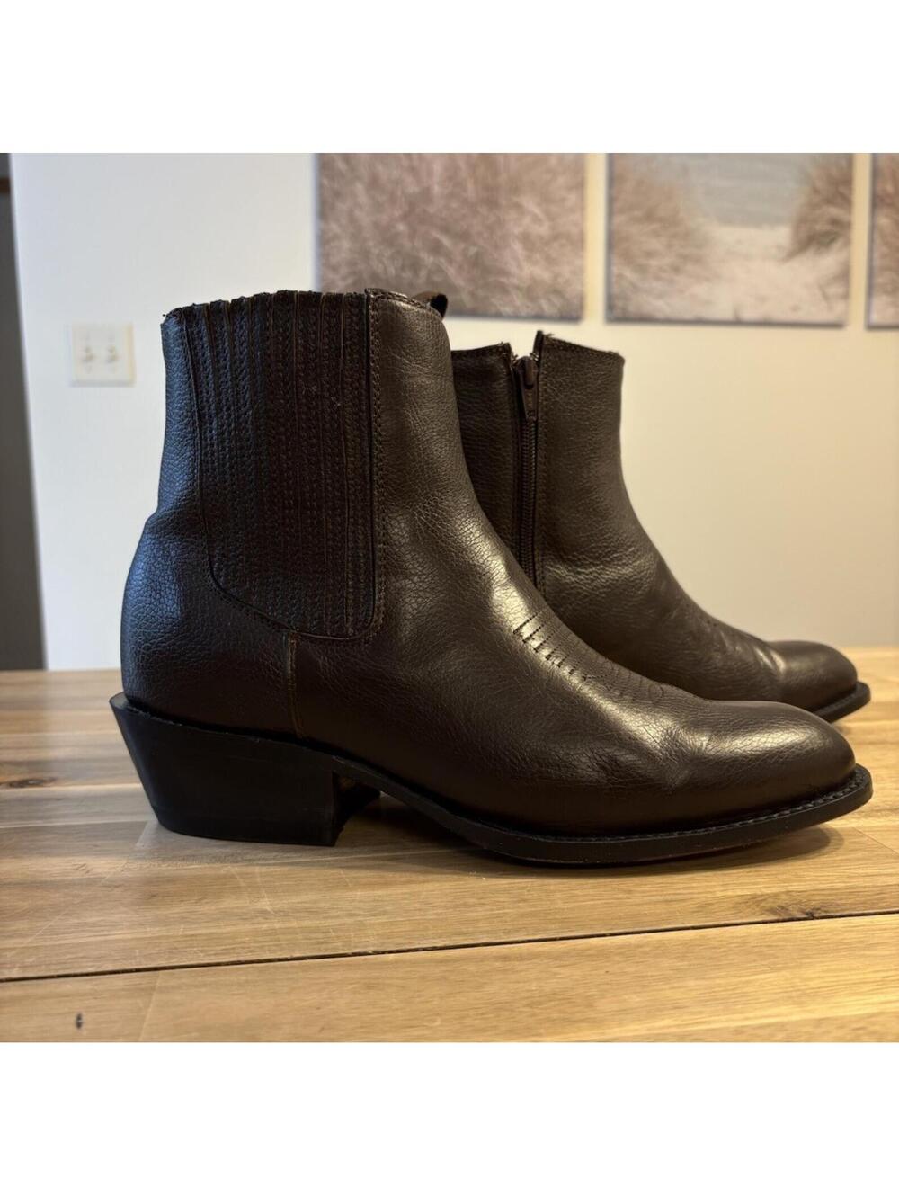 Korwin Leather Ankle Cowboy Boots Brown Men's Size 7.5 Mexicana Mexico Handmade